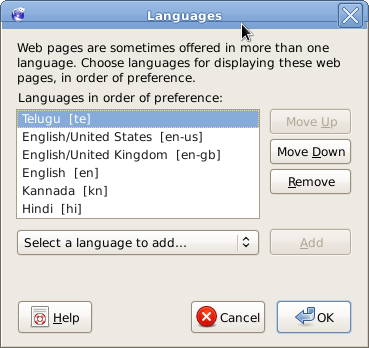 Language Preferences dialog in Firefox 3